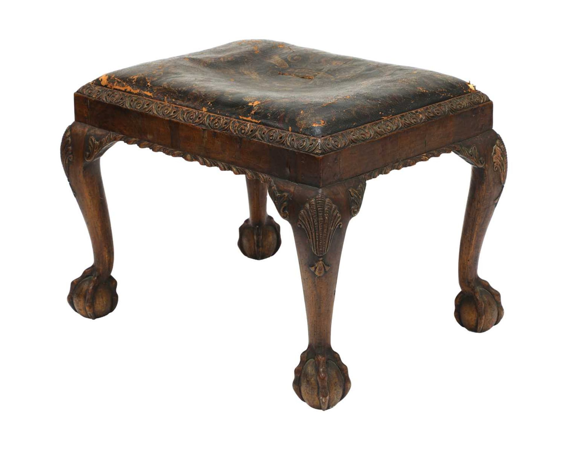 A George II-style walnut stool,