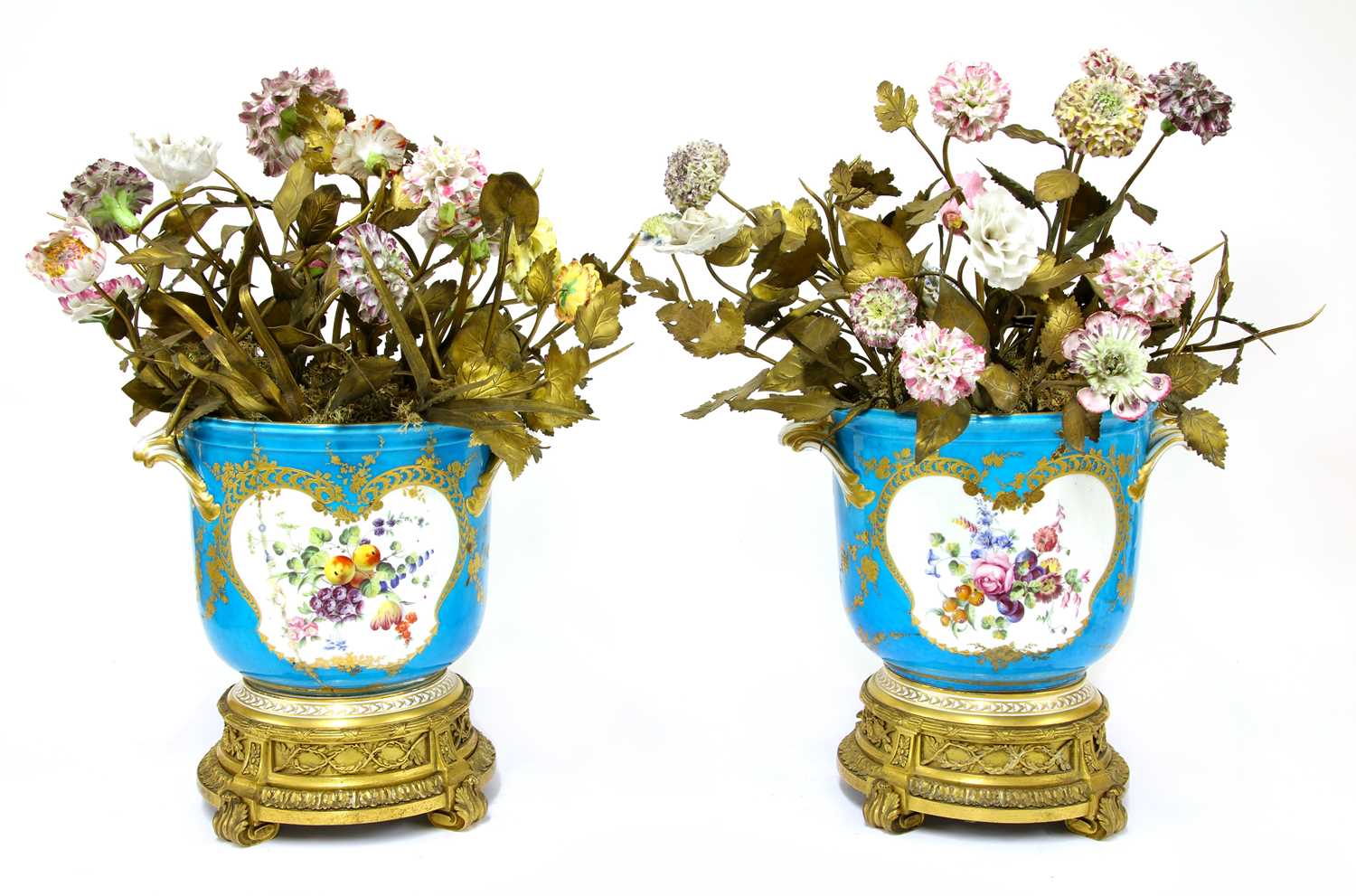 A pair of porcelain jardinières,