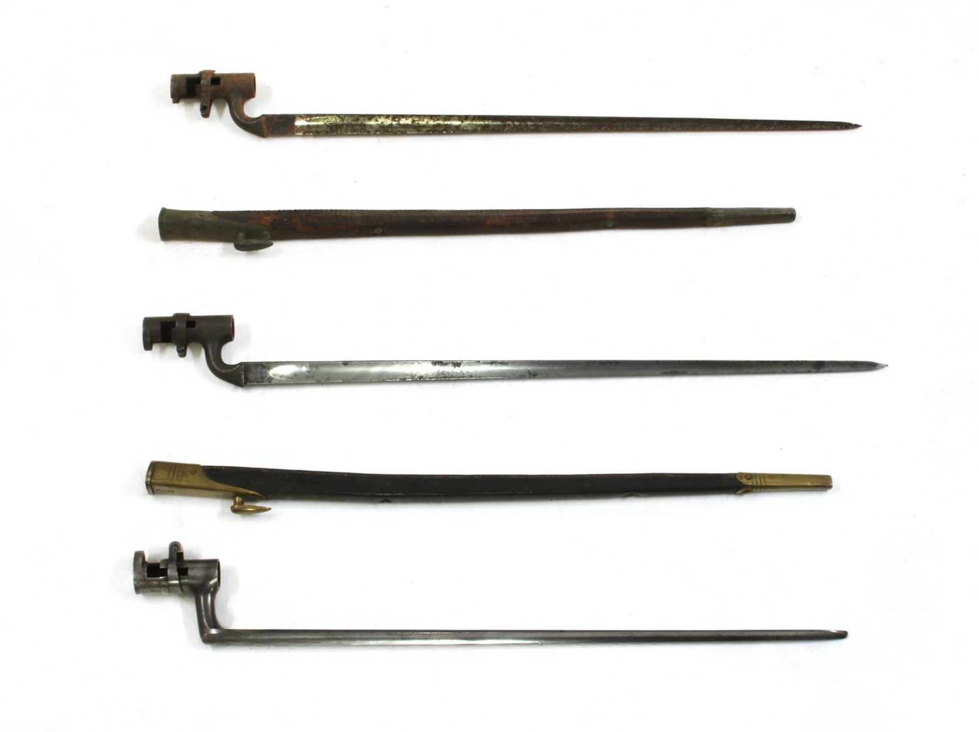 Two Martini Henry rifle bayonets with scabbards, - Image 3 of 4