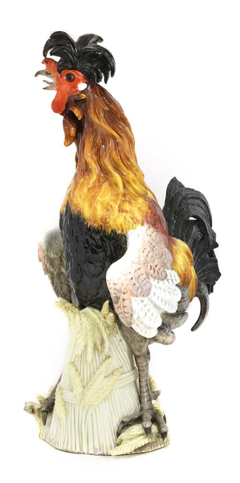 A large Meissen model of a crowing cockerel, - Image 2 of 7