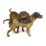 A Vienna cold-painted bronze group of two foxhounds,