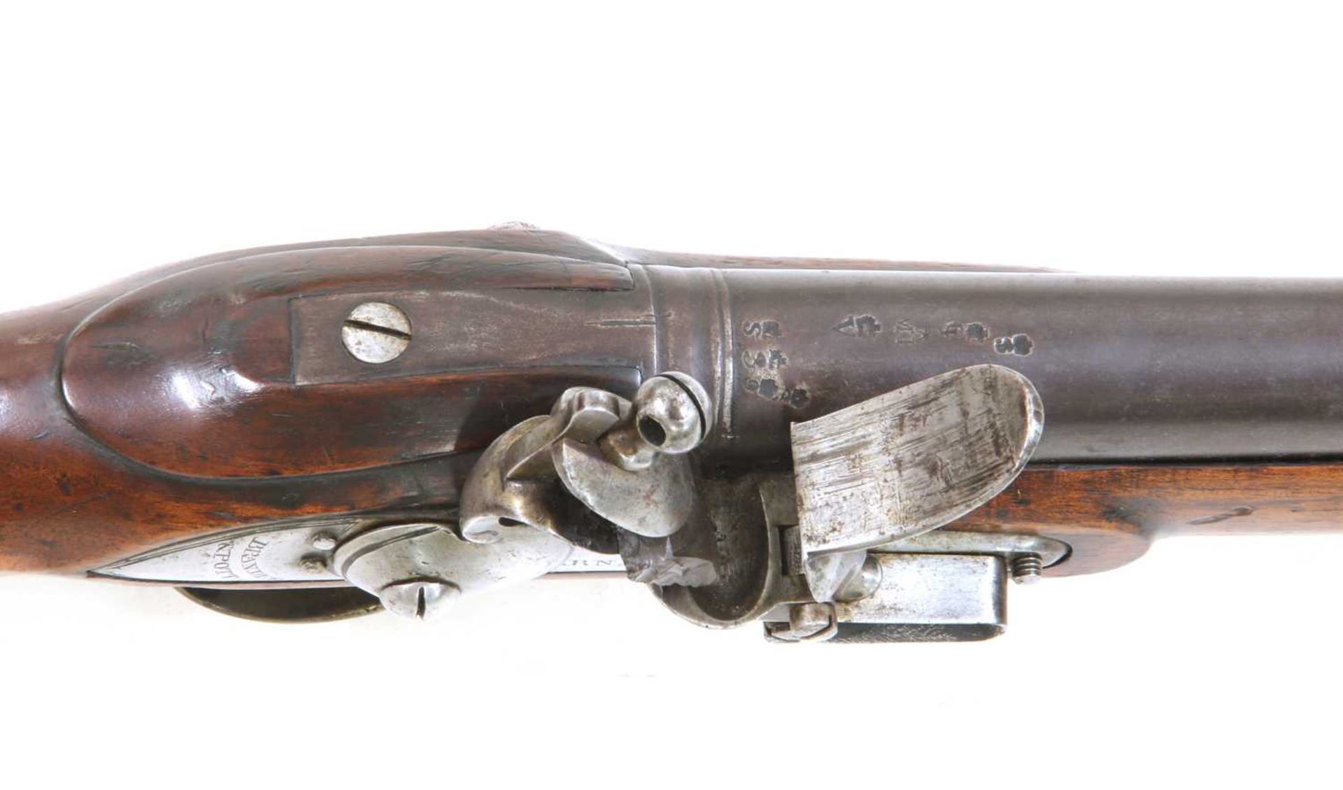An Indian service steel barrelled flintlock musketoon, - Image 3 of 4