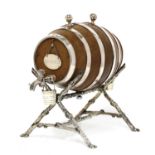 A simulated oak and silver-plated spirit waggon,