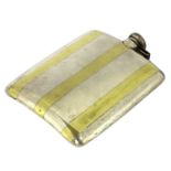 An American Prohibition sterling silver and gold inlay hip flask,