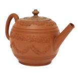 A Staffordshire redware globular teapot and cover,