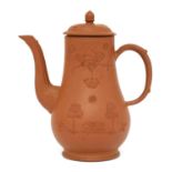 A Staffordshire redware baluster-shaped coffee pot and cover,