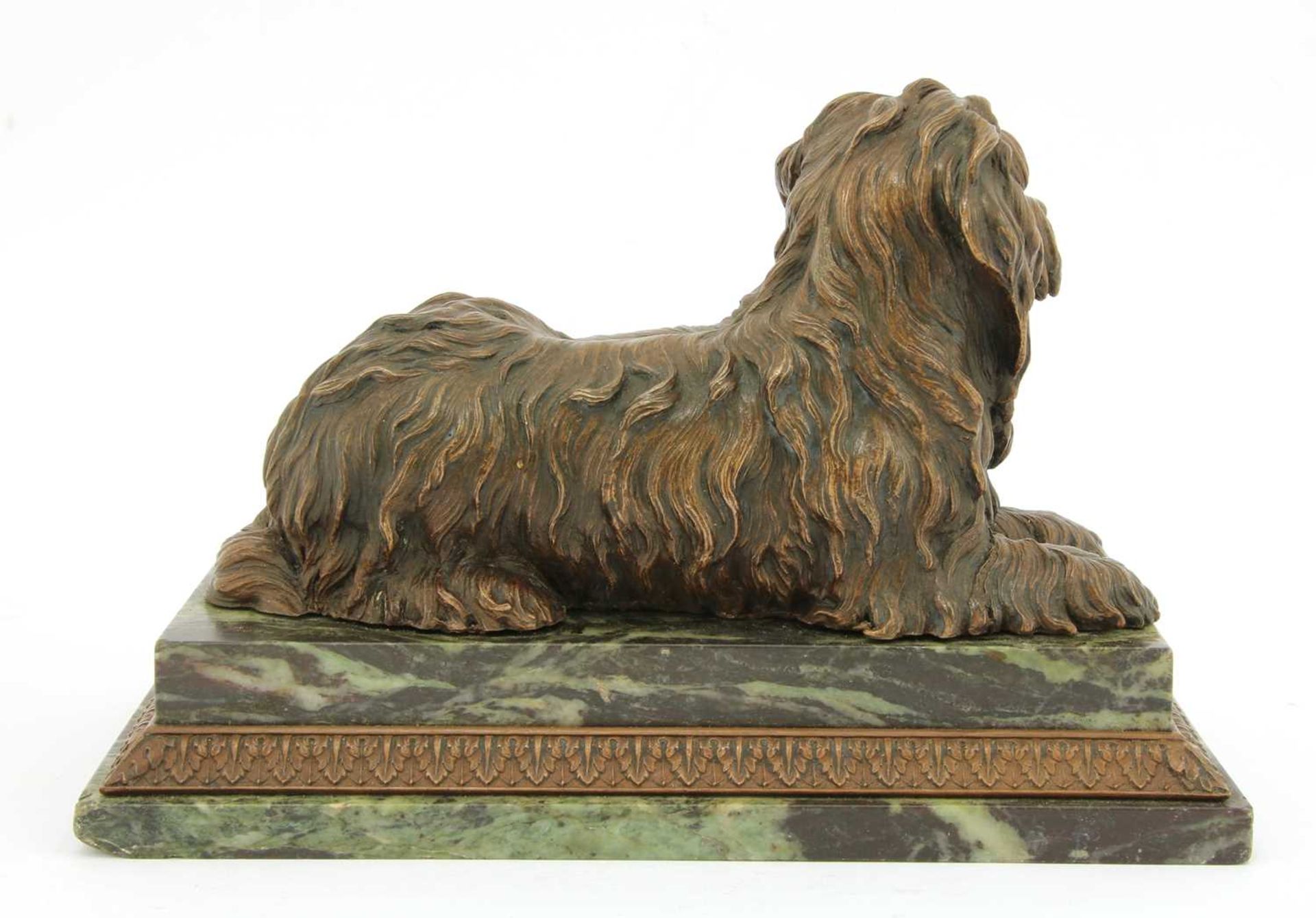 A bronze figure of a recumbent terrier, - Image 3 of 4