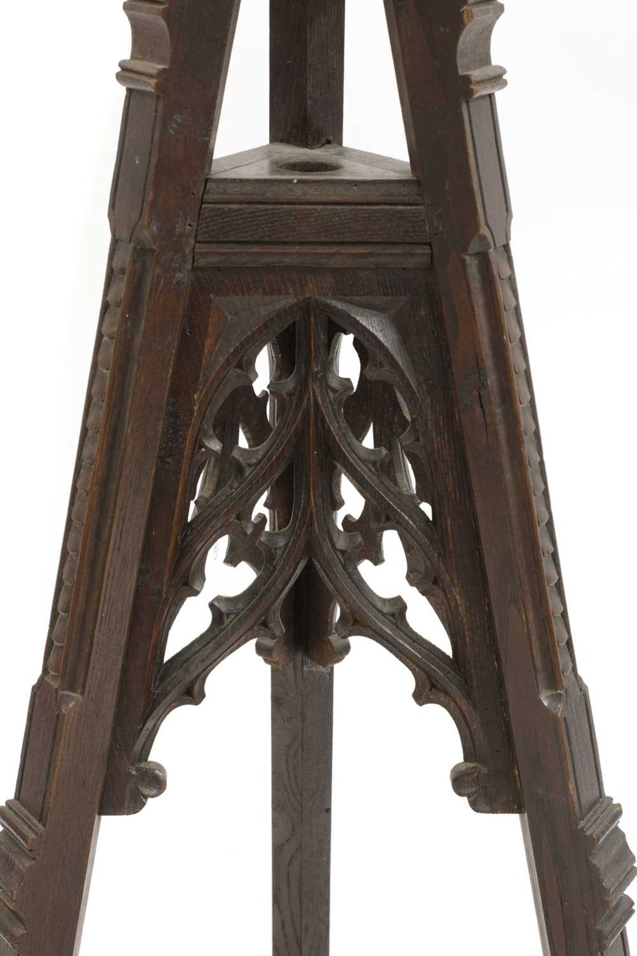 A beechwood and pine French Gothic sculpture stand, - Image 4 of 4