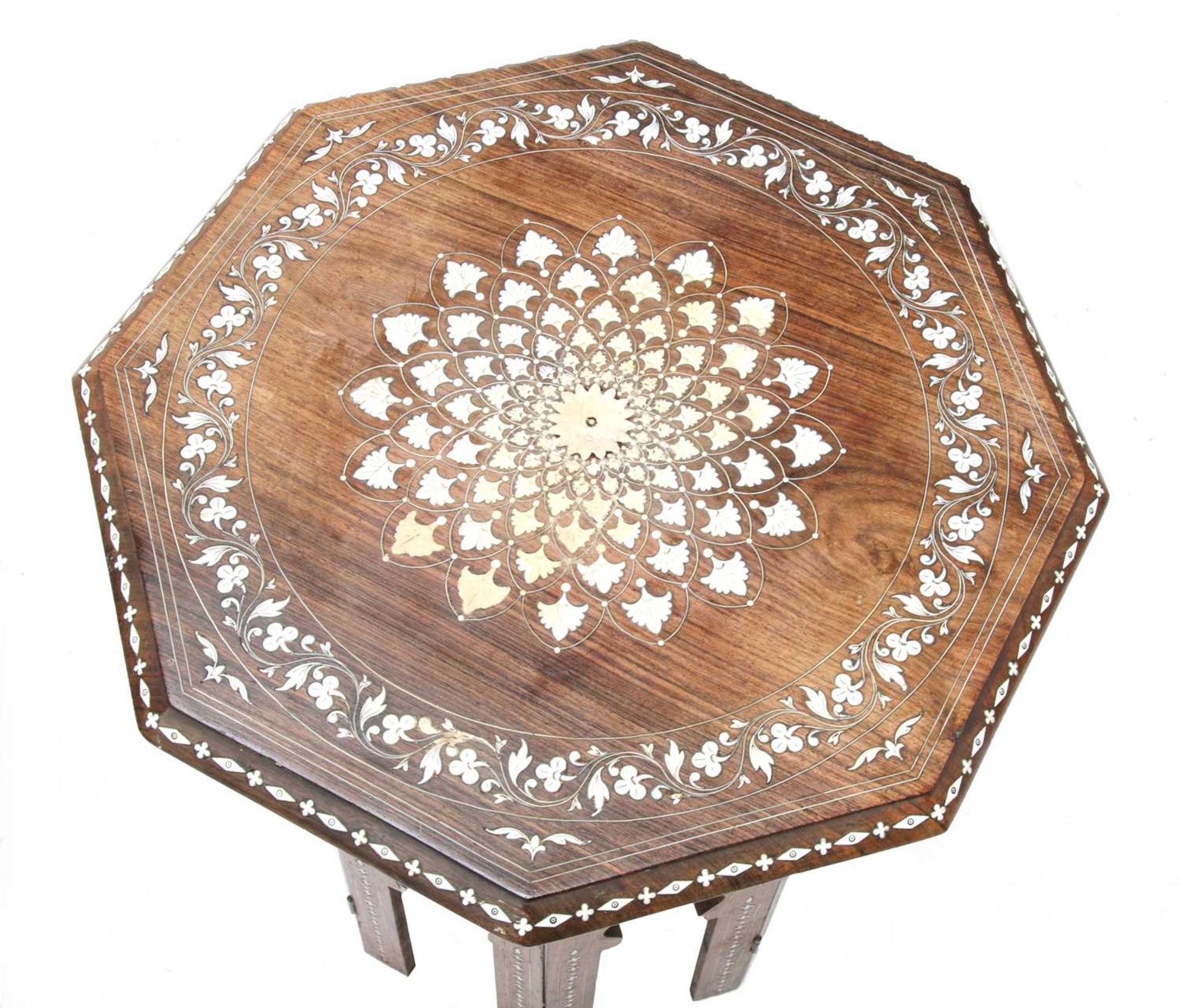 Two small Indian folding octagonal tables, - Image 3 of 5
