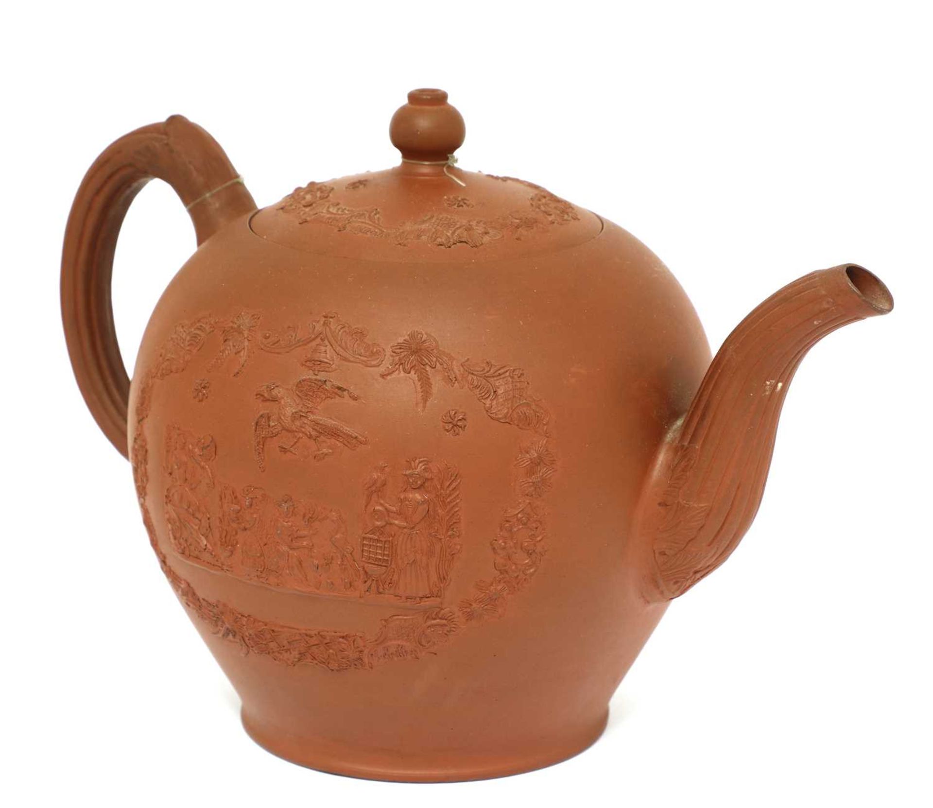 A Staffordshire redware globular teapot and cover, - Image 3 of 4