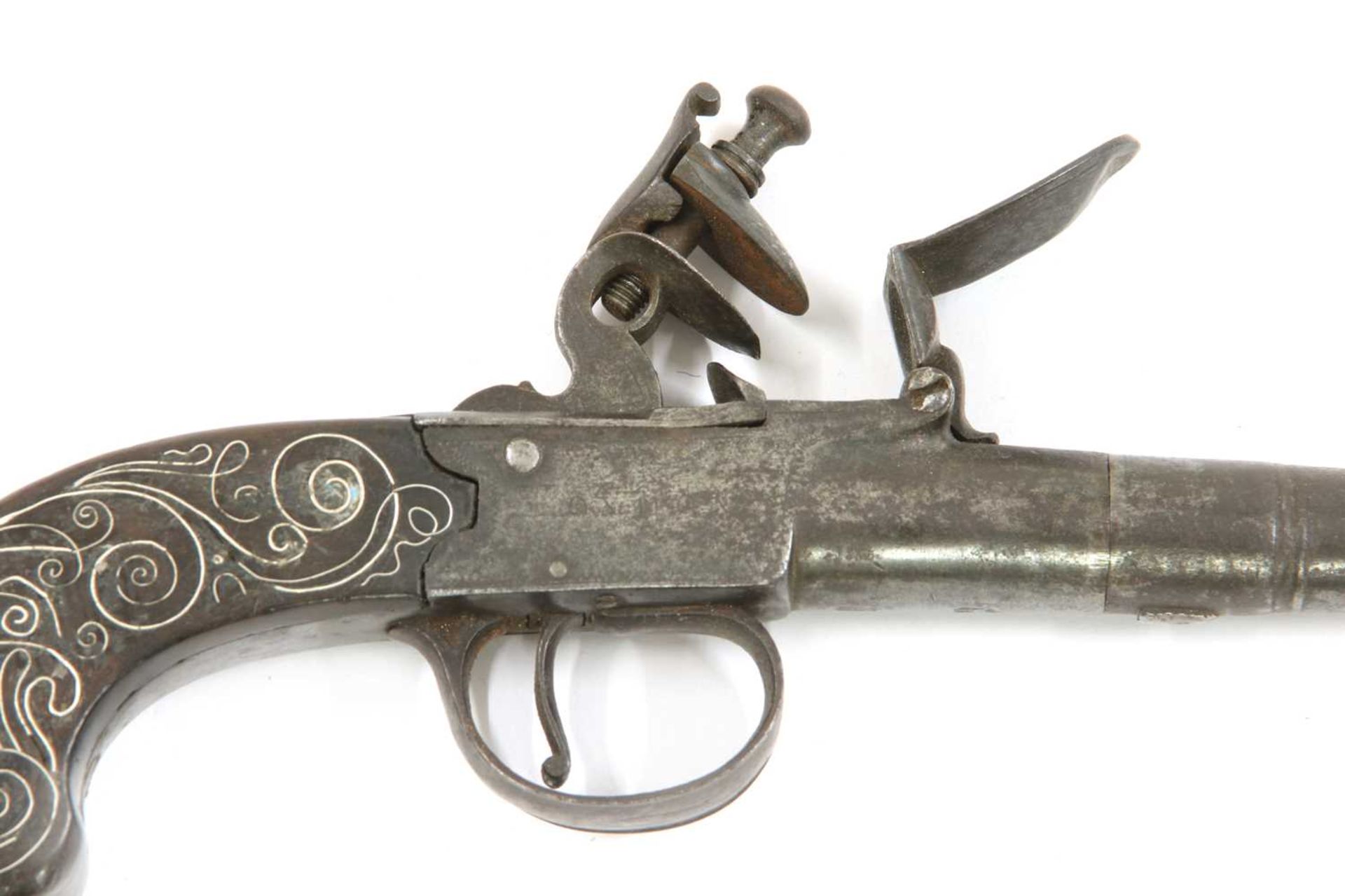 A boxlock flintlock cannon barrel pistol, - Image 3 of 5