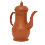 A Staffordshire redware baluster-shaped coffee pot and domed cover,