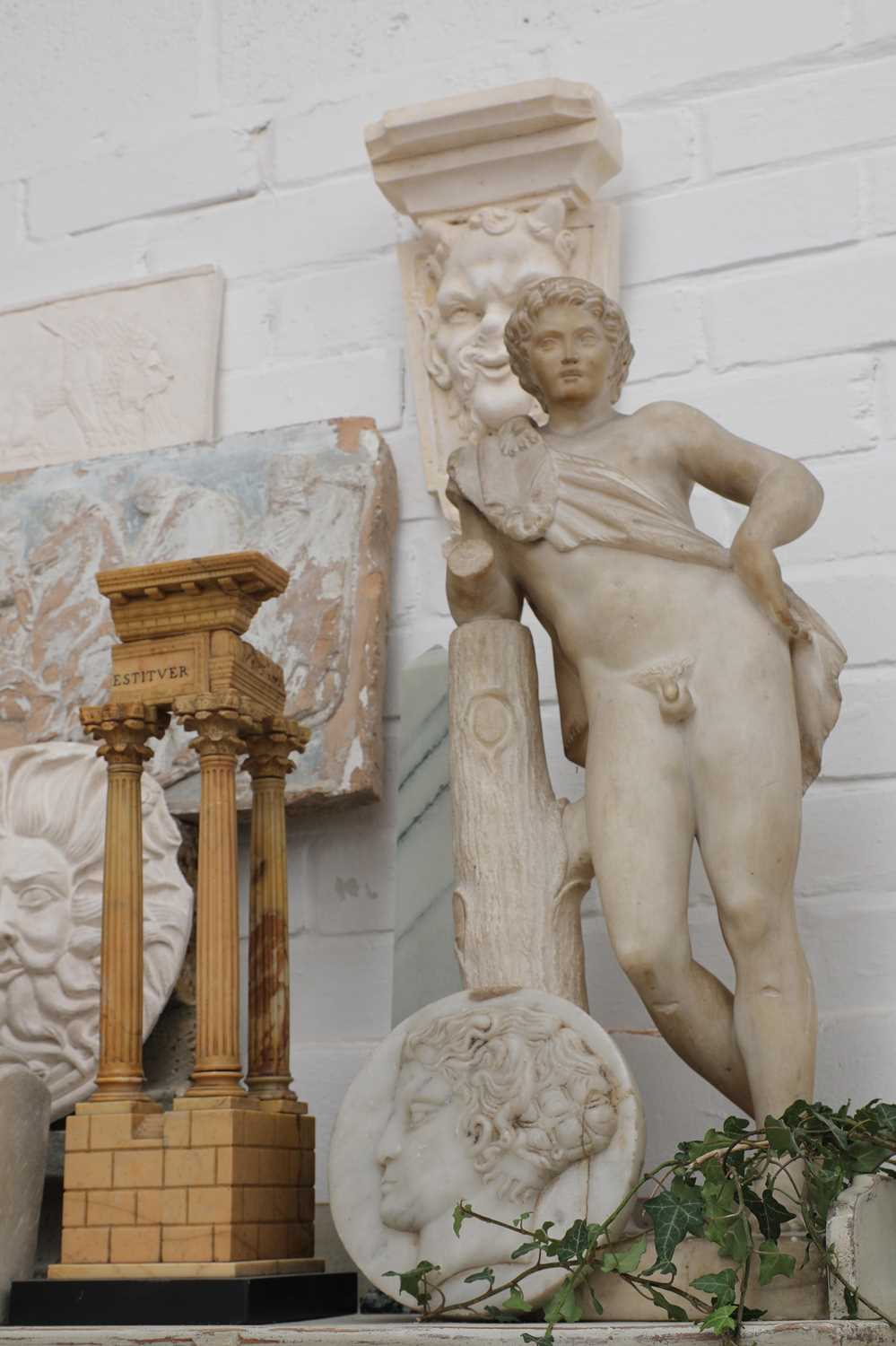 A Grand Tour white marble sculpture after Praxiteles, - Image 4 of 4