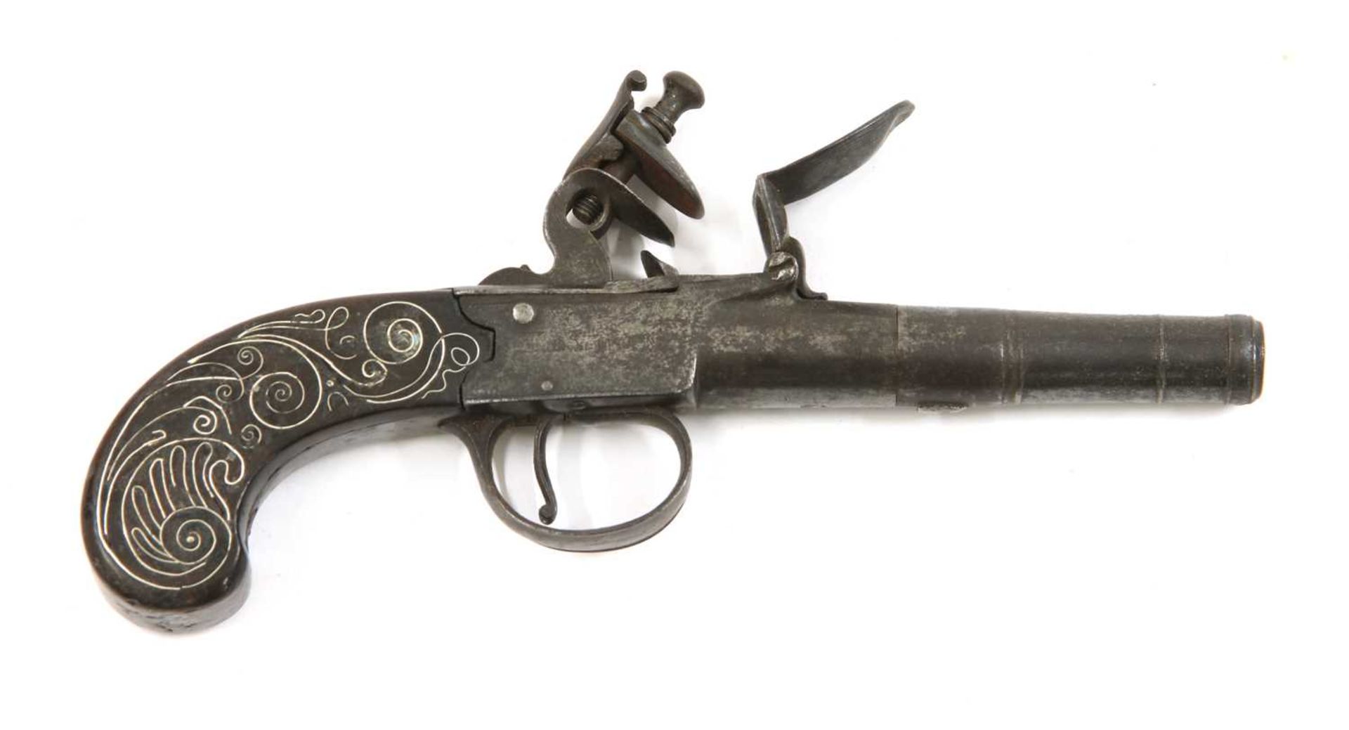 A boxlock flintlock cannon barrel pistol, - Image 2 of 5