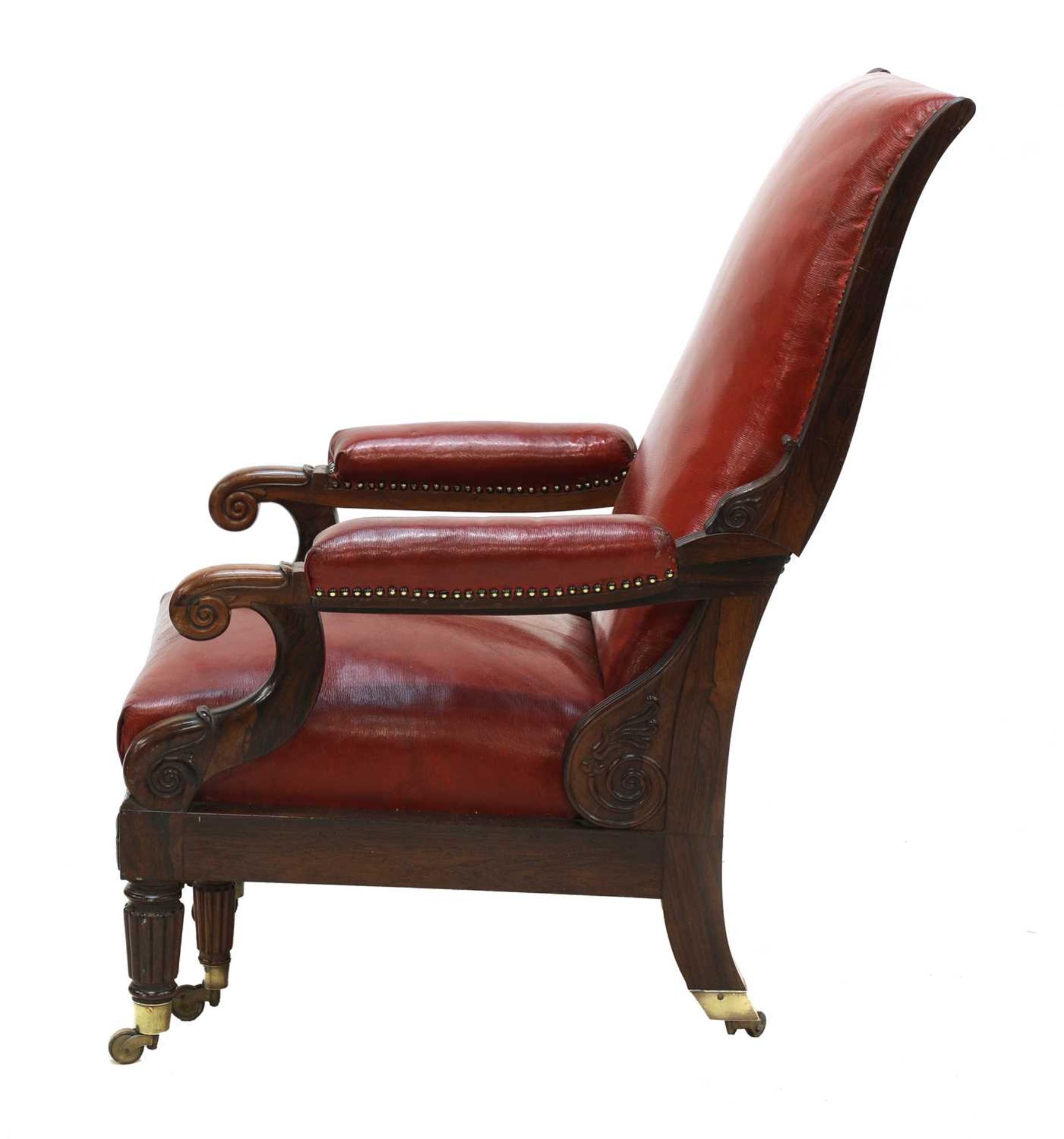 A rosewood reclining library armchair, - Image 3 of 7