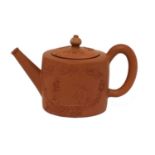 A Staffordshire redware small cylindrical teapot and cover,