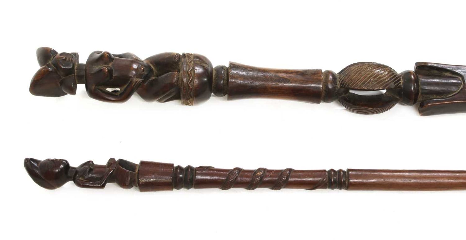 A Tanzanian carved hardwood chief's staff, - Image 2 of 2