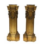 A pair of Directoire-style giltwood pedestals,