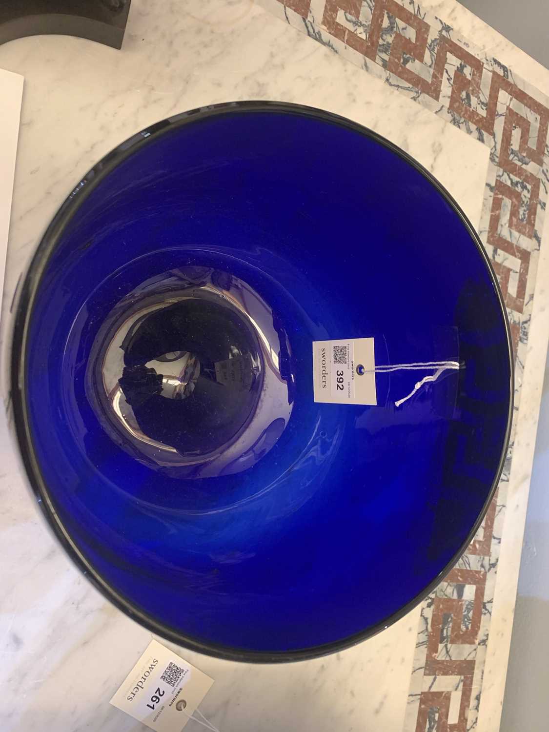A large 'Bristol' blue glass bowl, - Image 5 of 5