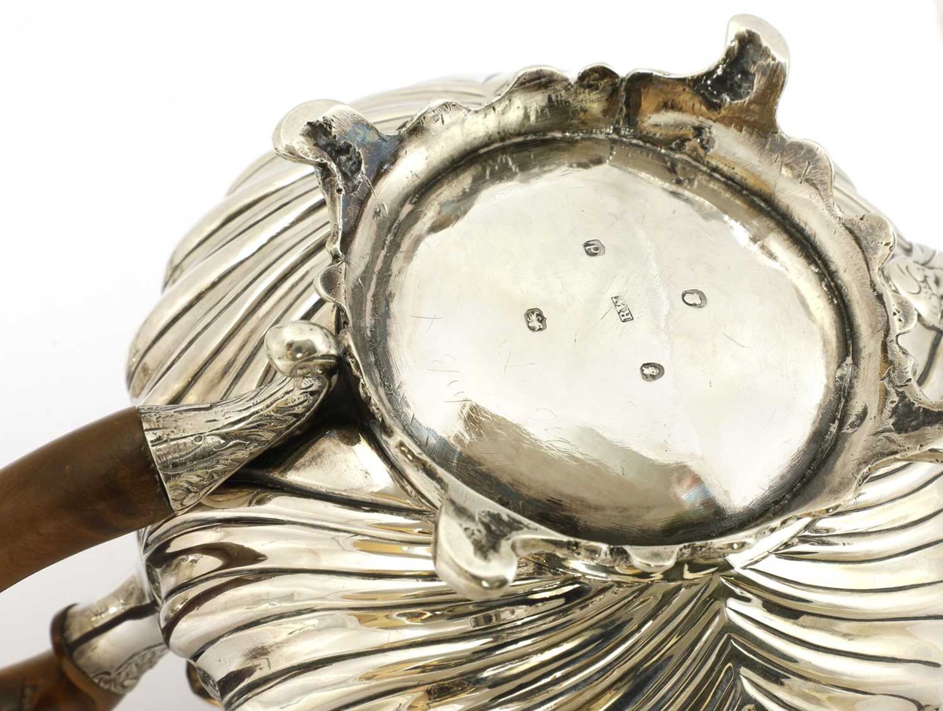 A George III silver three-piece tea service, - Image 3 of 5