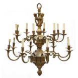 A French Louis XVI-style, gilt-bronze, two-tier, sixteen-light chandelier,