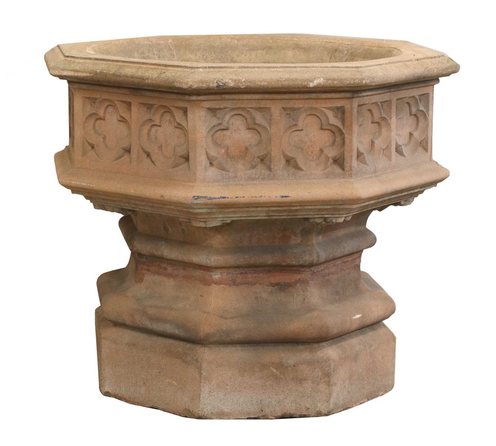 A pair of Indian sandstone octagonal planters, - Image 7 of 11