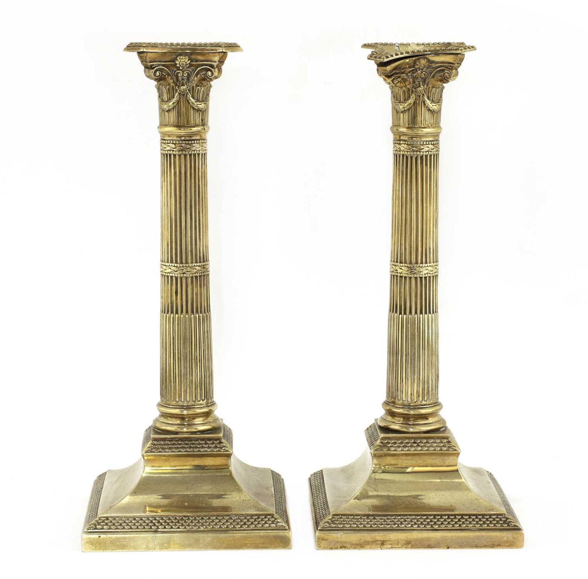 A pair of Victorian silver Corinthian column candlesticks, - Image 3 of 5