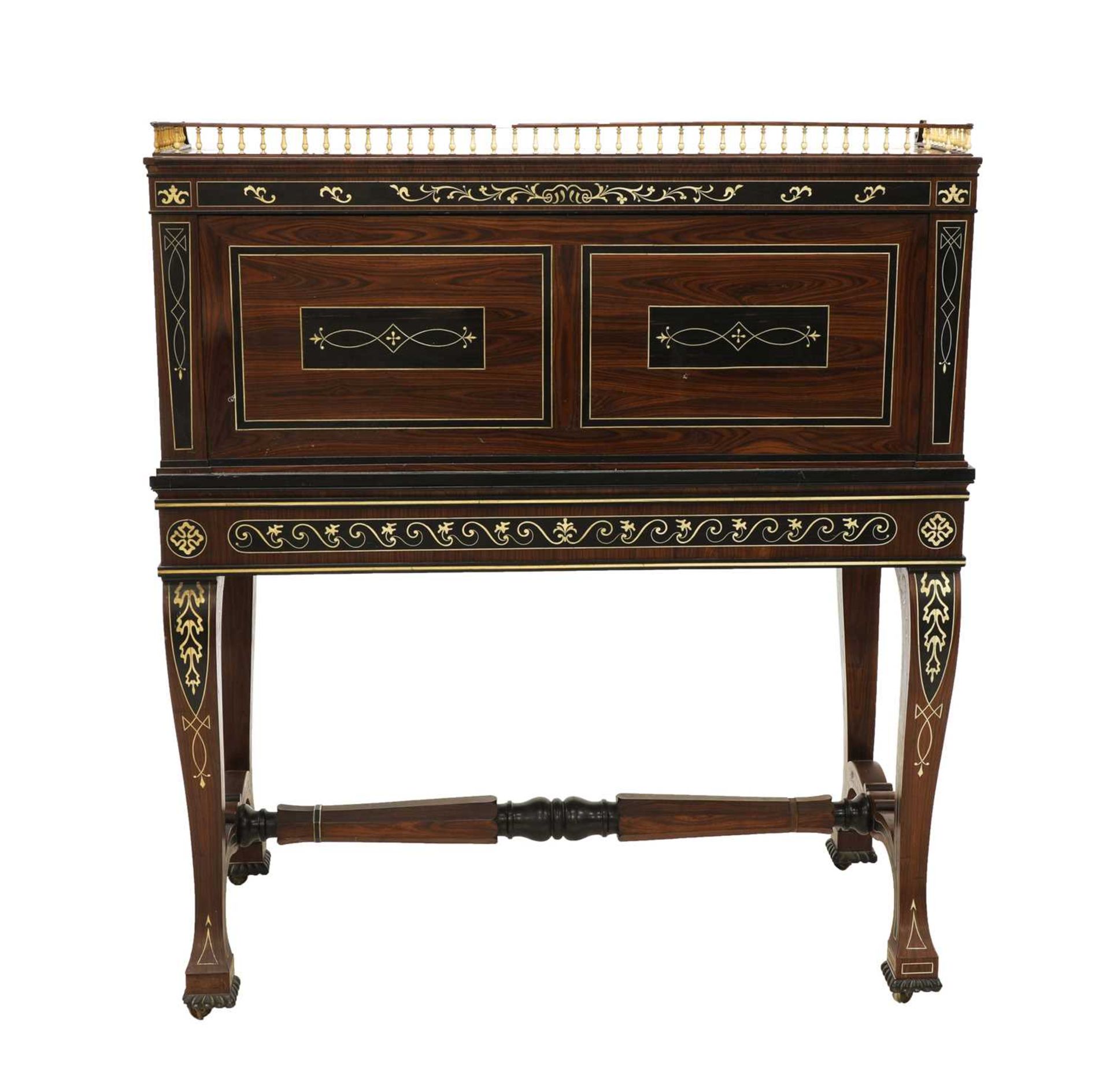 An Anglo-Indian padouk, ebony and ivory inlaid bureau cabinet, - Image 4 of 21