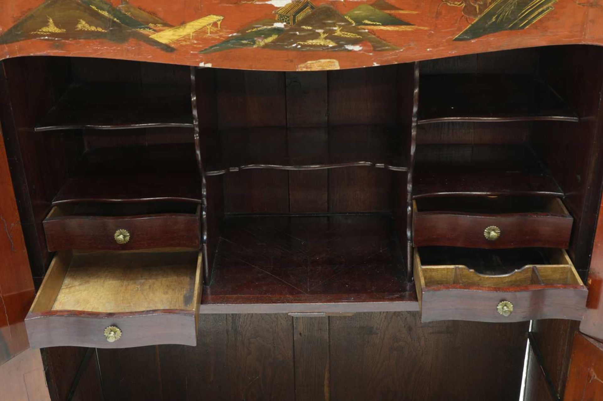 A French Louis XV and later red lacquer chinoiserie side cabinet, - Image 5 of 16