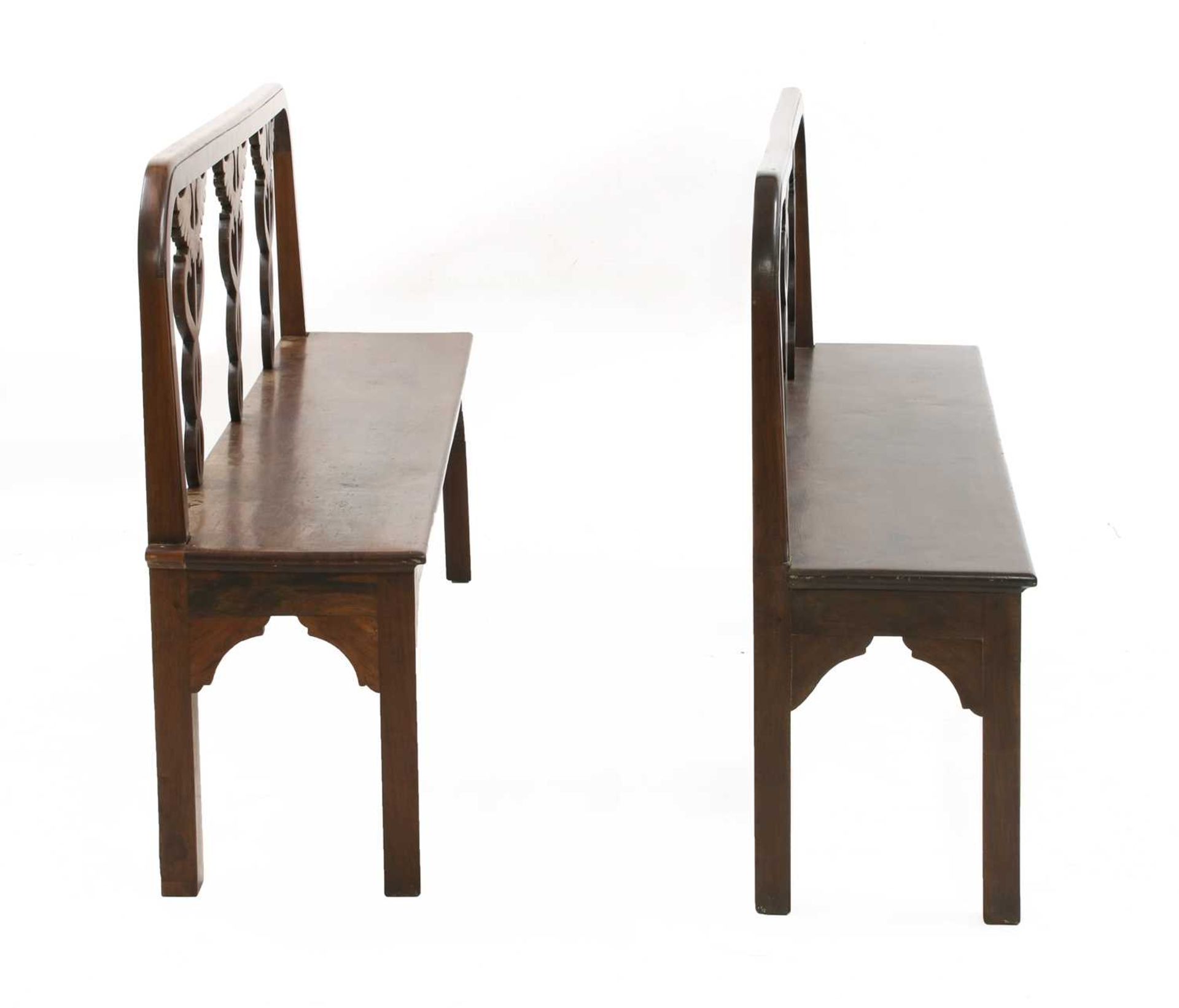 A pair of Italian neoclassical-style walnut hall seats, - Image 5 of 5