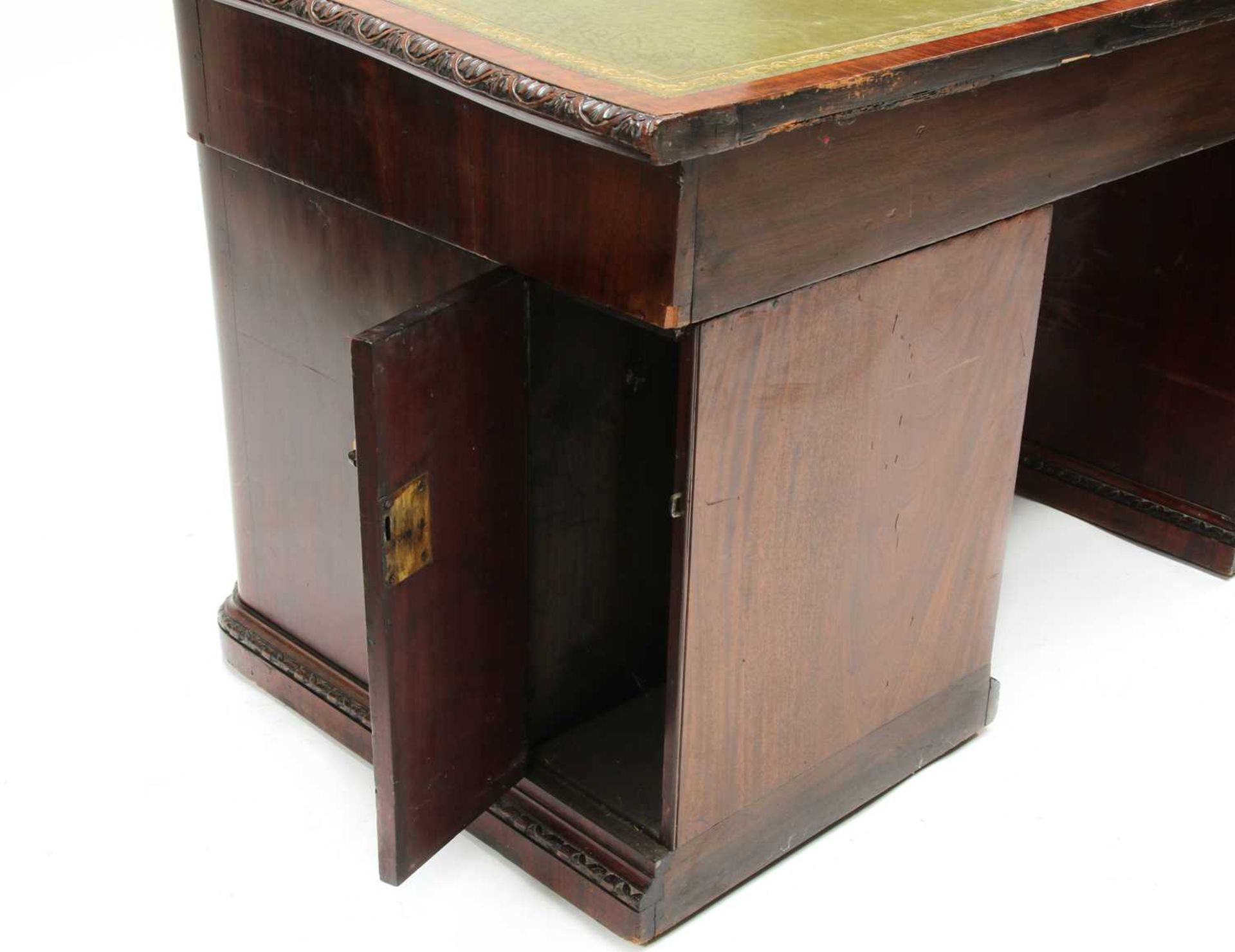 A Chippendale period mahogany twin pedestal desk - Image 5 of 8