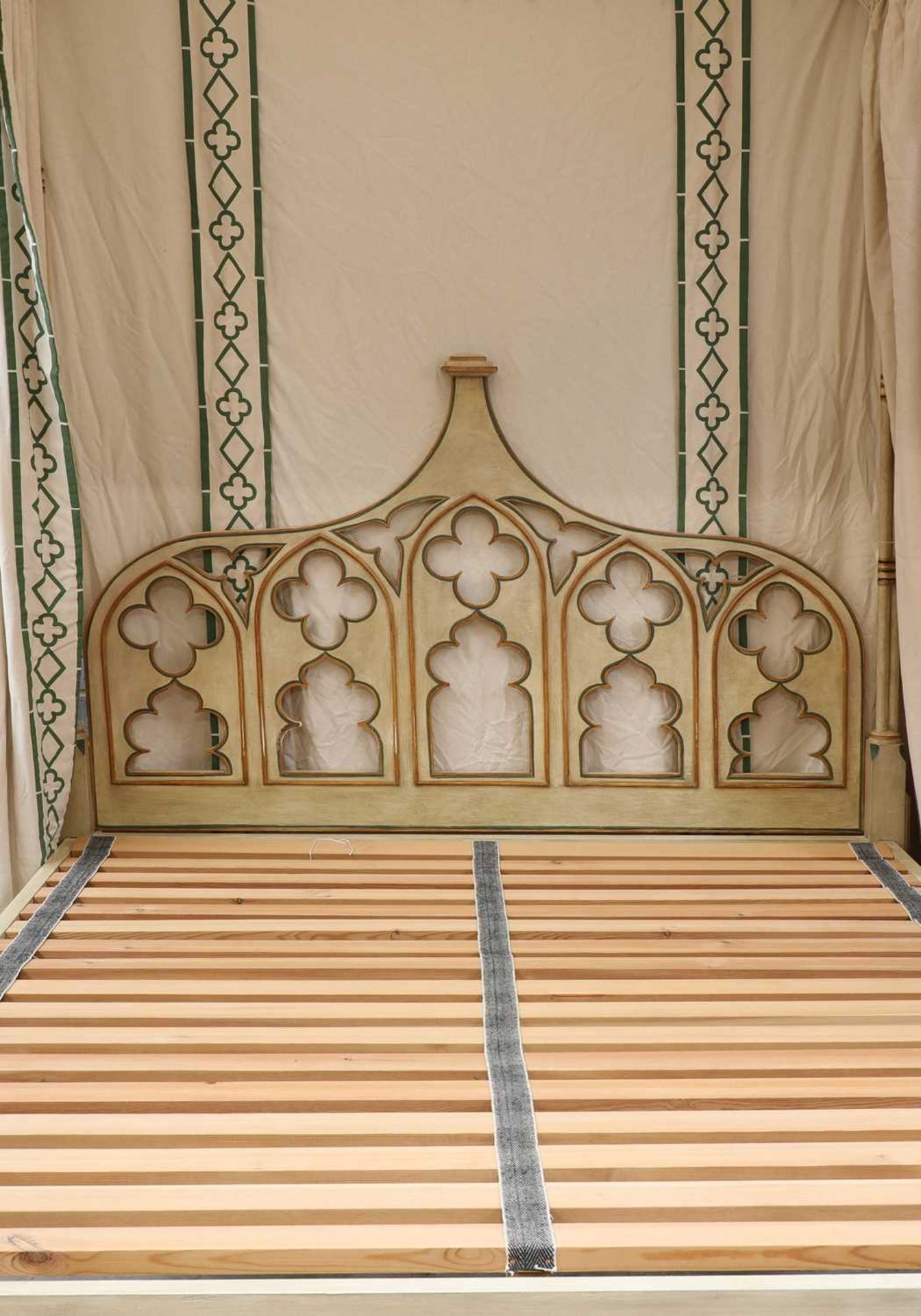 A Gothic Revival painted four-poster bed, - Image 2 of 7