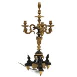 A French gilt and patinated bronze table lamp,