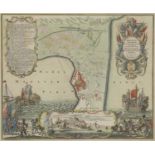 'Milazzo...Sicilia', a hand-coloured map dated 24 Oct, 1718,