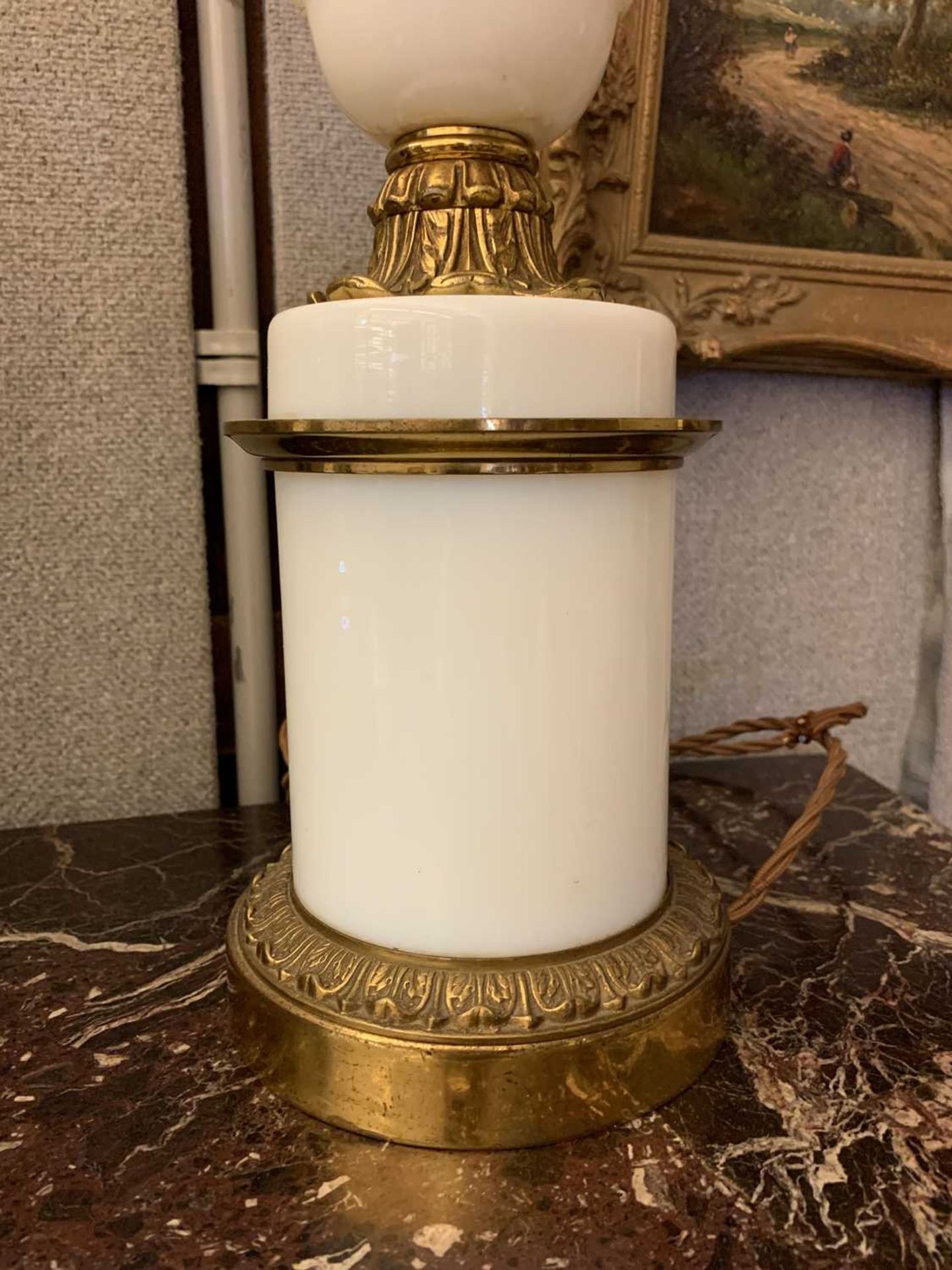 A pair of opaline glass and gilt metal table lamps, - Image 10 of 12