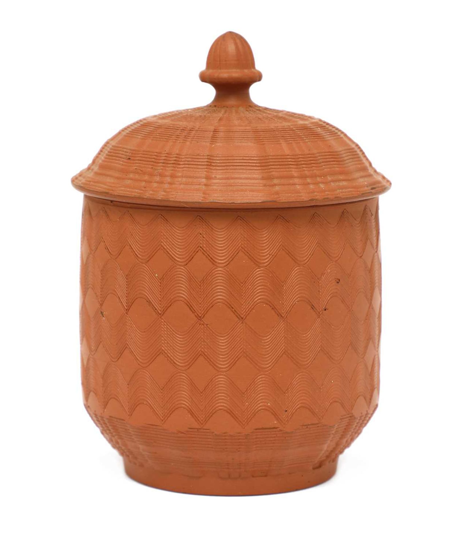 A Staffordshire redware straight-sided sucrier and domed cover,