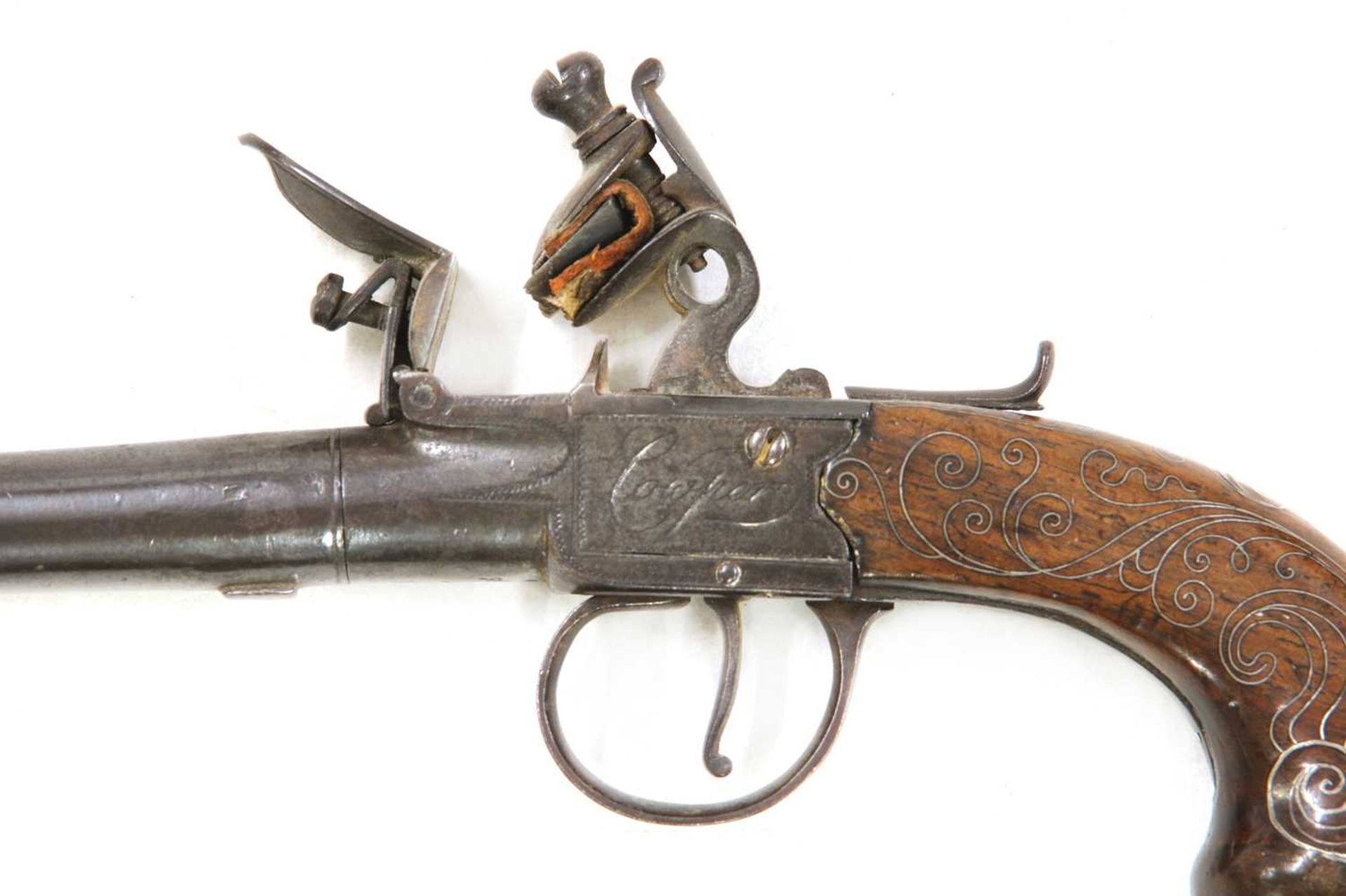 A pair of flintlock travelling pistols by Richard Cowper, - Image 4 of 4