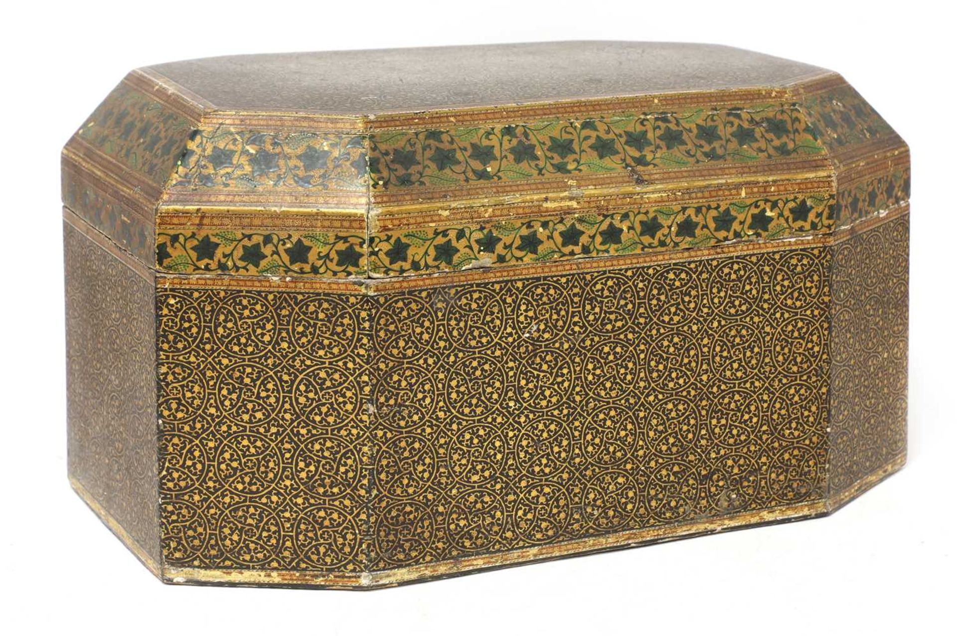 An exceptionally large Kashmir lacquered caddy, - Image 3 of 3