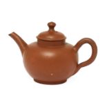 An unusual Staffordshire redware miniature globular teapot and cover,