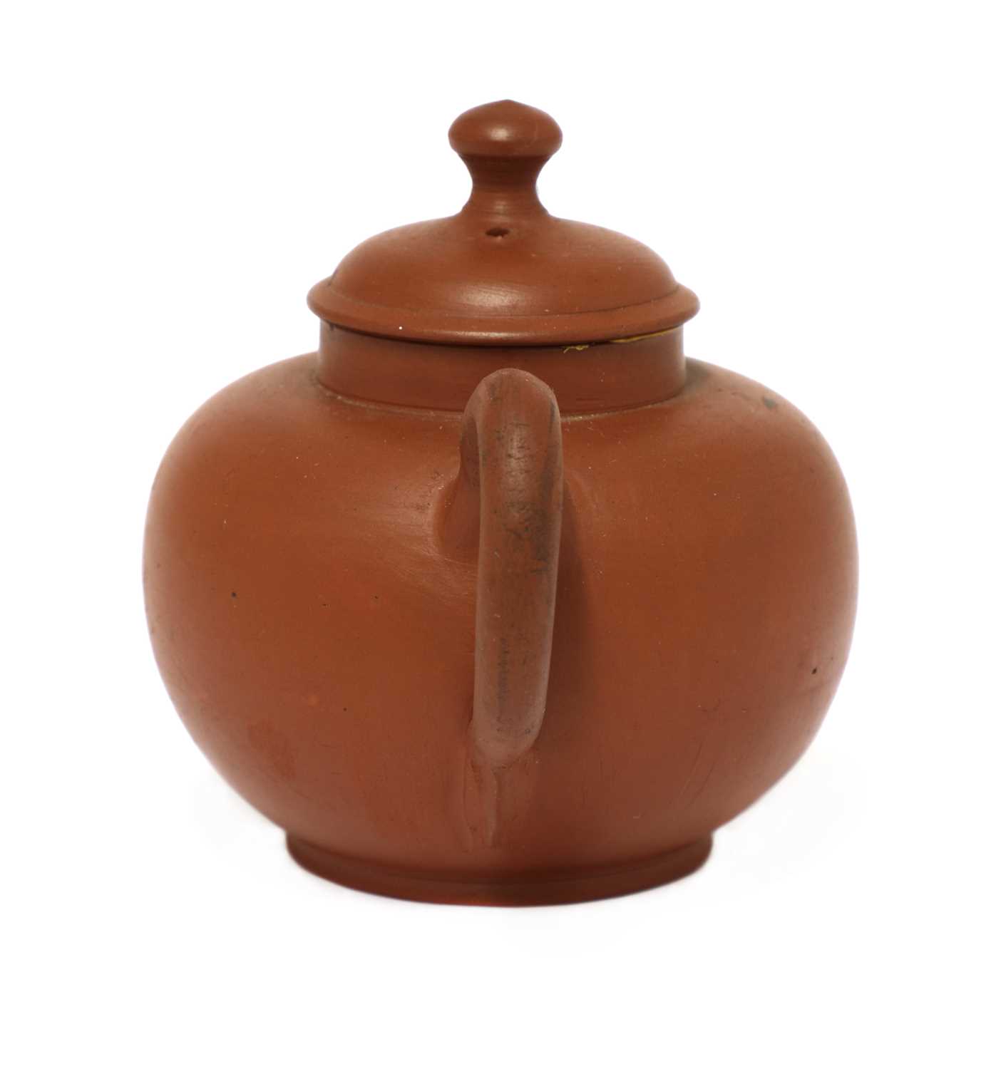 An unusual Staffordshire redware miniature globular teapot and cover, - Image 3 of 4