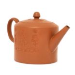 A Staffordshire redware cylindrical teapot and cover,