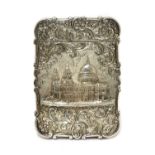 A Victorian silver castle-topped card case,