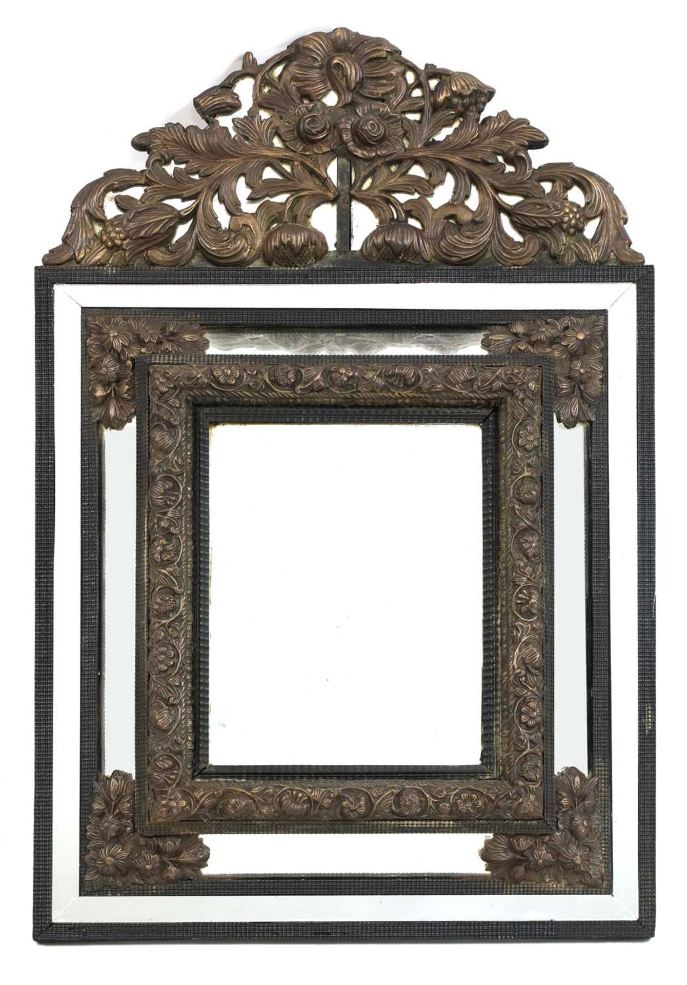 A baroque-style cushion mirror,