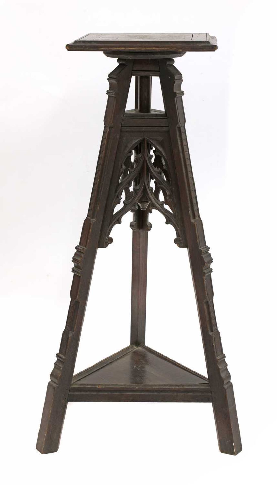 A beechwood and pine French Gothic sculpture stand,