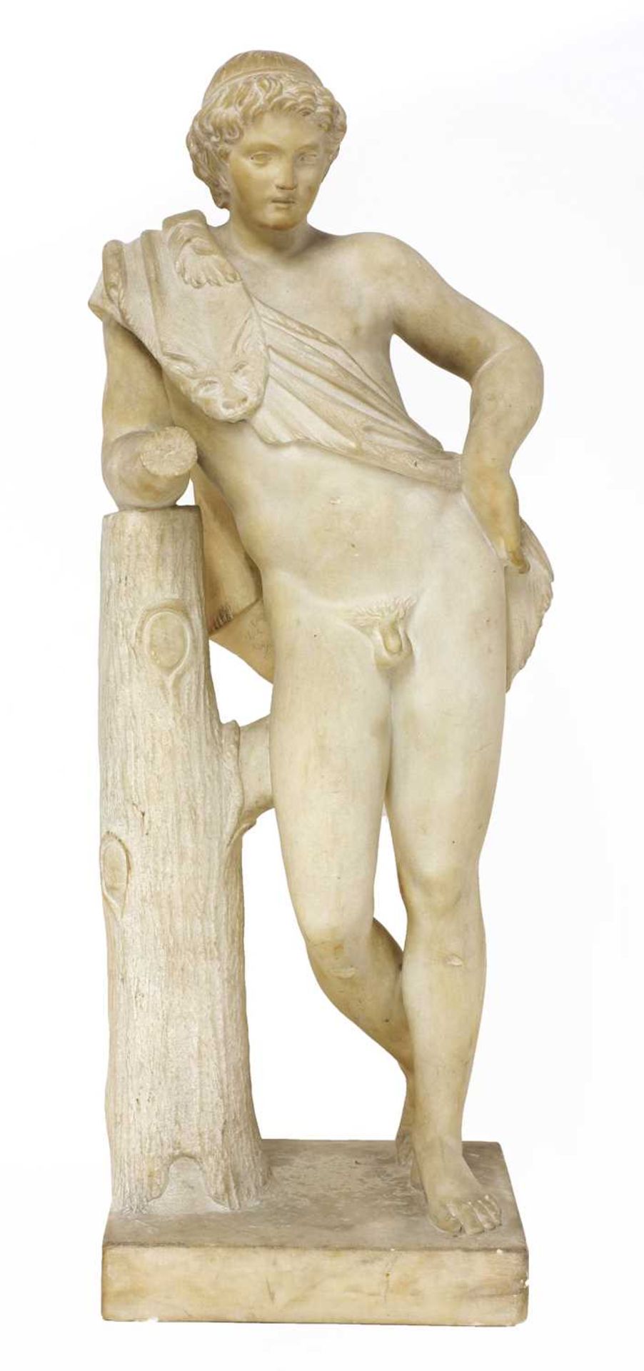 A Grand Tour white marble sculpture after Praxiteles,