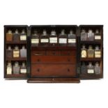 A mahogany cased travelling apothecary cabinet,