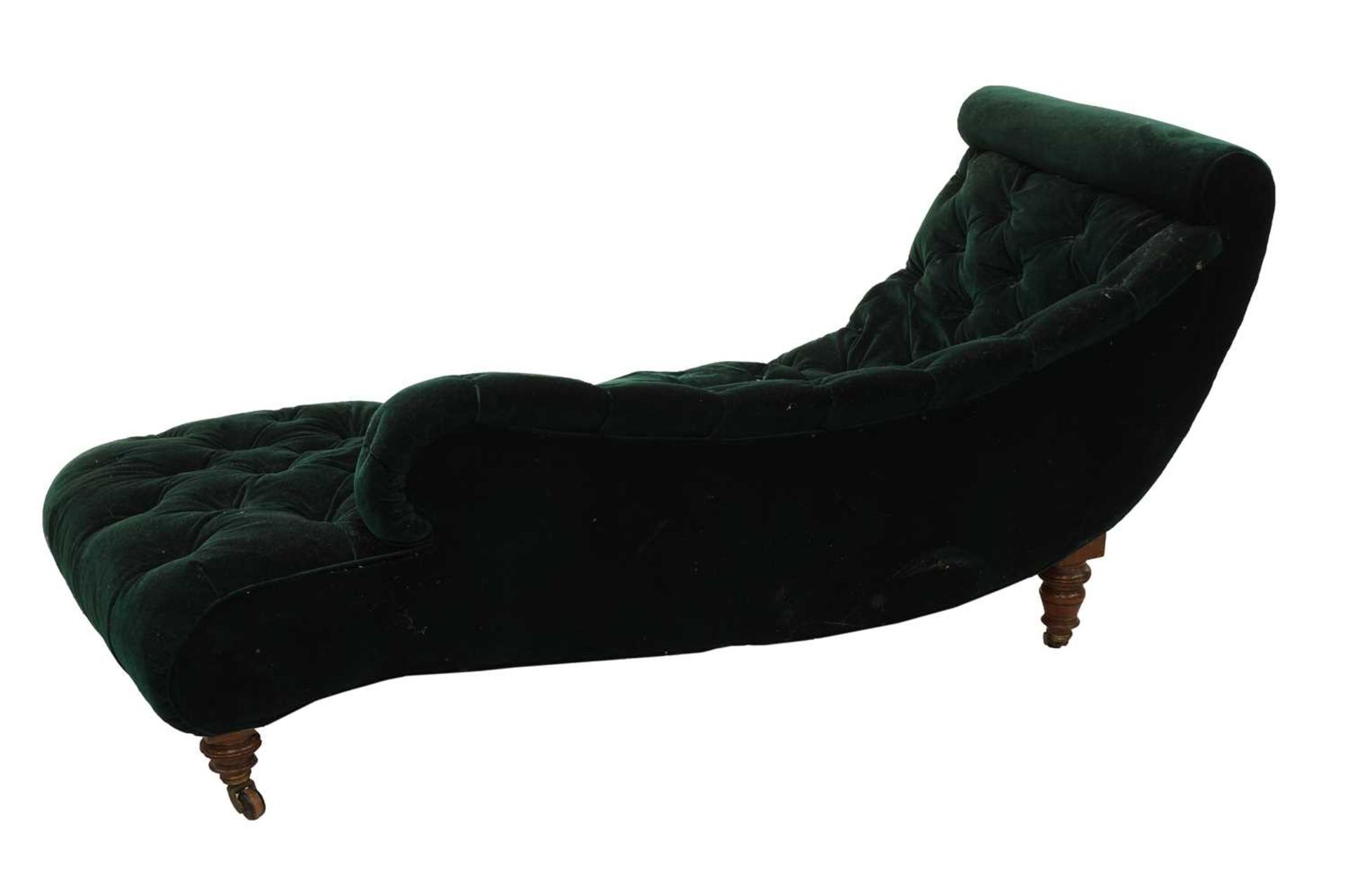 A Victorian scroll-framed chaise longue, - Image 3 of 3