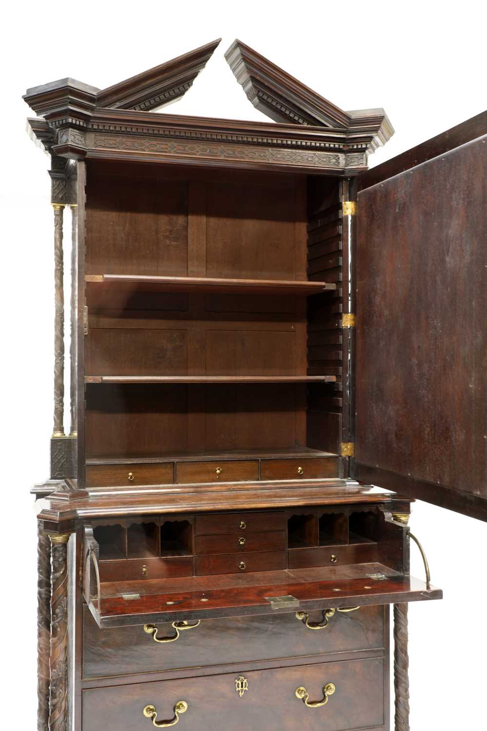 A Chippendale period mahogany secretaire bookcase, - Image 5 of 9