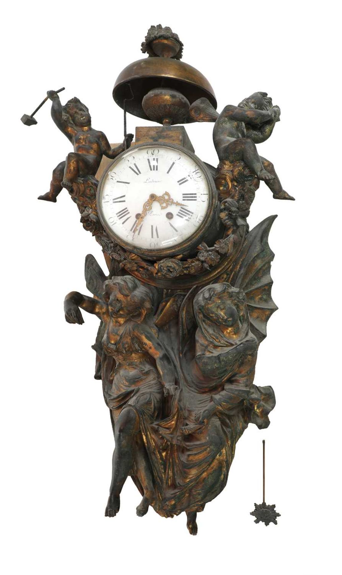 A French gilt-bronze cartel clock,