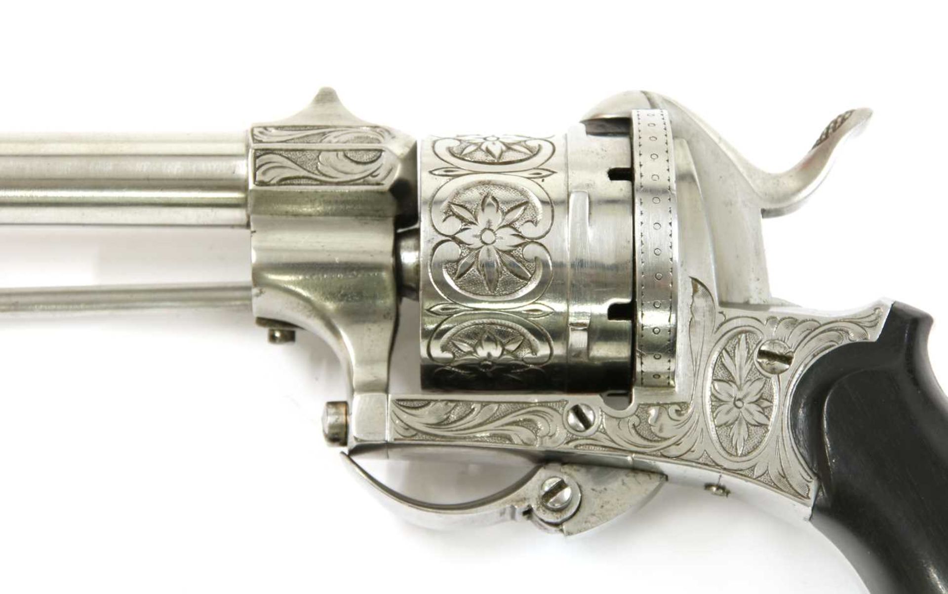A cased six-shot pin-fire Belgian revolver, - Image 4 of 7